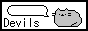 A meowing cartoon cat with 'Devils' written beneath it.